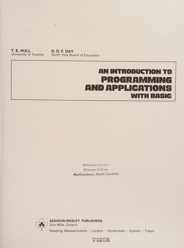 An introduction to programming and applications with BASIC