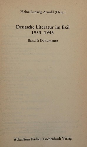 Deutsche Literatur im Exil 1933–1945 by Heinz Ludwig Arnold cover