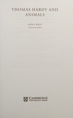 Thomas Hardy and Animals by Anna West cover