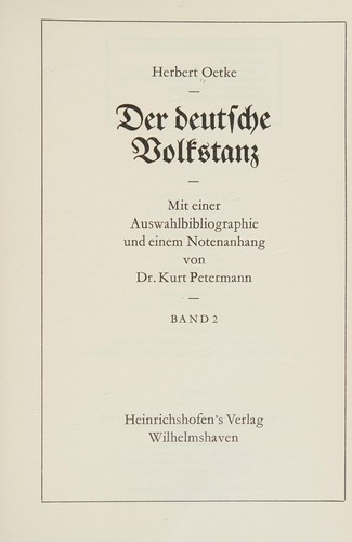 Der deutsche Volkstanz by Böhm, Max cover