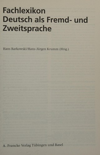 Fachlexikon Deutsch als Fremd- und Zweitsprache by Hans Barkowski cover