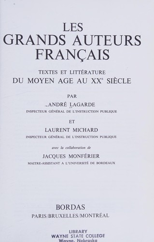 Les grands auteurs franc̨ais