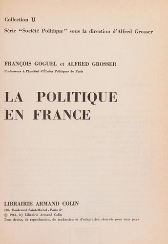 La politique en France by François Goguel cover