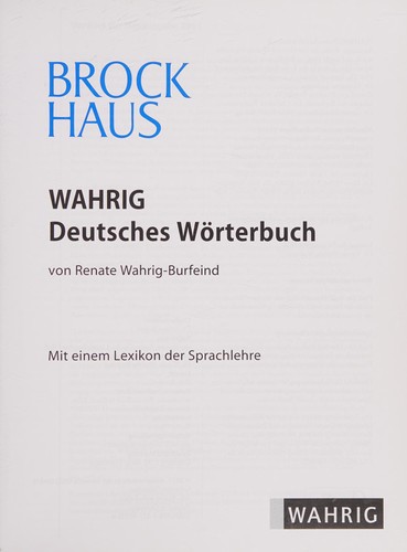 Brockhaus Wahrig deutsches Wörterbuch by Renate Wahrig-Burfeind cover