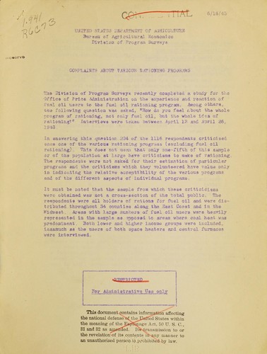 Complaints about various rationing programs