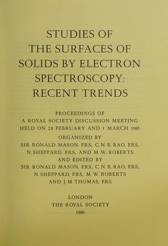 Studies of the Surfaces of Solids by Electron Microscopy...Recent Trends