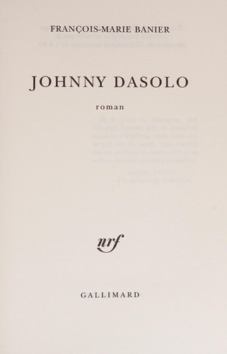 Johnny Dasolo by François-Marie Banier cover