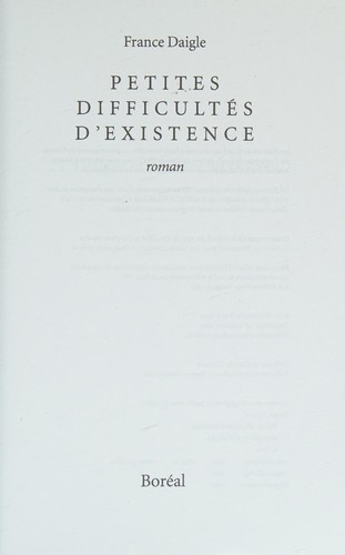 Petites difficultés d'existence by France Daigle cover