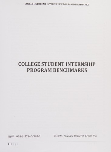 College student internship program benchmarks