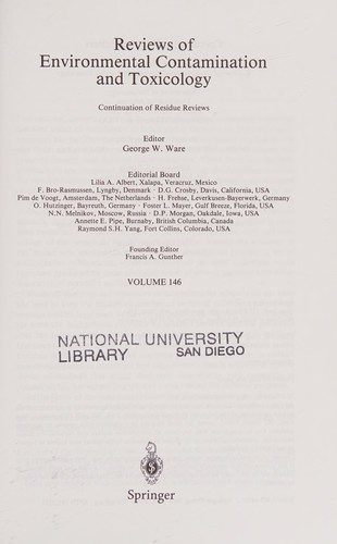 Reviews Of Environmental Contamination And Toxciology Volume 146 (Reviews of Environmental Contamination and Toxicity)