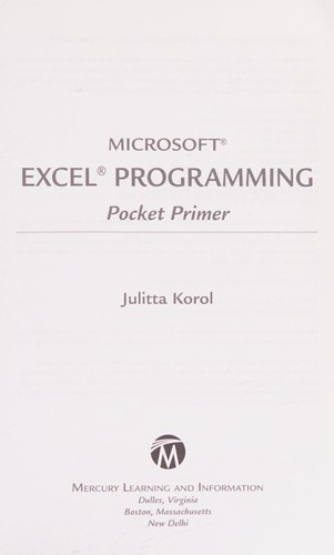 Microsoft excel programming pocket primer