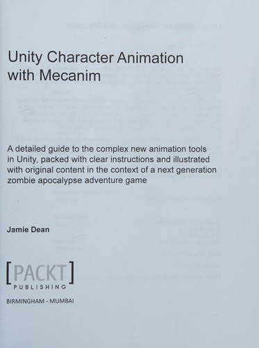 Unity Character Animation with Mecanim by Jamie Dean cover