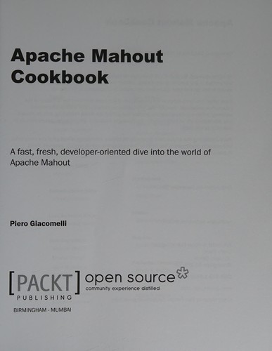 Apache Mahout Cookbook by Piero Giacomelli cover