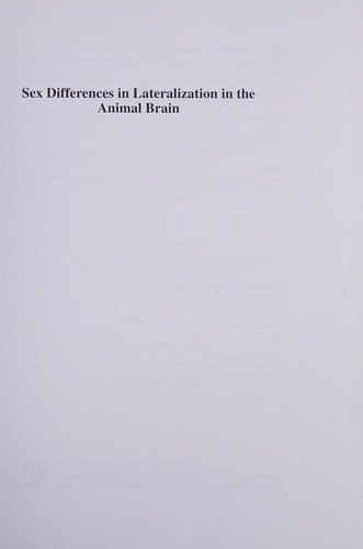 Sex differences in lateralization in the animal brain by V. L. Bianki cover