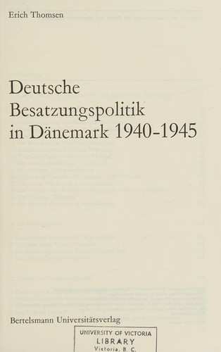 Deutsche Besatzungspolitik in Dänemark 1940-1945 by Erich THOMSEN cover