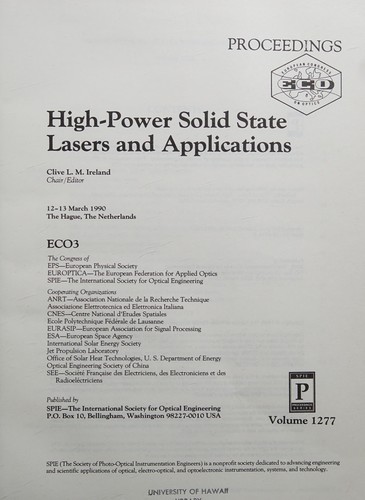 High-power solid state lasers and applications