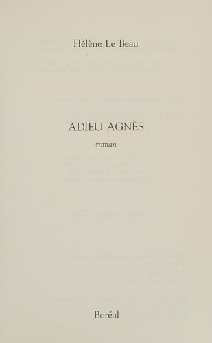 Adieu Agnès by Hélène Le Beau cover