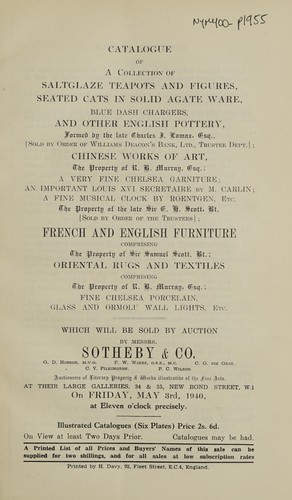 A collection of saltglaze teapots and figures, seated cats in solid agate ware, blue dash chargers, and other English pottery, Chinese works of art, French and English furniture, Oriental rugs and textiles