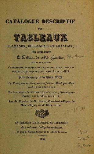 Tableaux flamands, hollandais et français by Bonnefons de Lavialle (Firm) cover