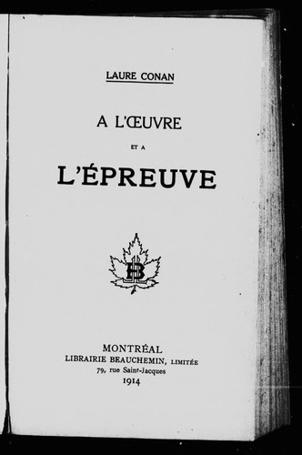 A l'oeuvre et à l'épreuve by Laure Conan cover