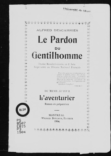 Le pardon revolutionnaire en I acte représenté au Théâtre National Français by Alfred Descarries cover