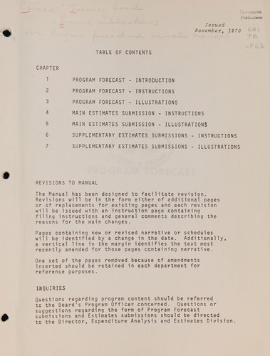 PROGRAM FORECAST AND ESTIMATES MANUAL