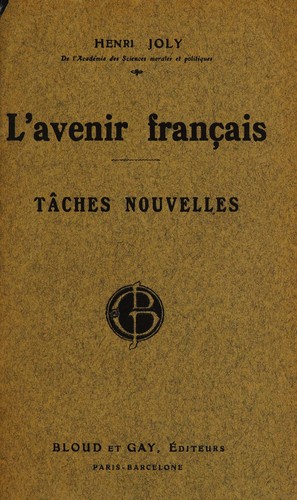 L'avenir francais by Henri Joly cover