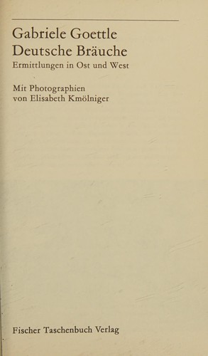 Deutsche Bräuche by Gabriele Goettle cover