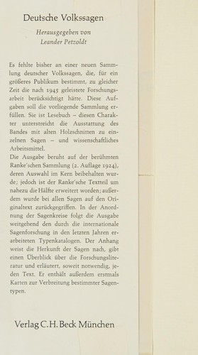Deutsche Volkssagen by Leander Petzoldt cover