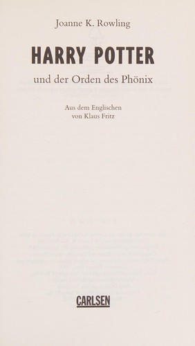Harry Potter 5 und der Orden des Phnix. Ausgabe fr Erwachsene by J. K. Rowling cover
