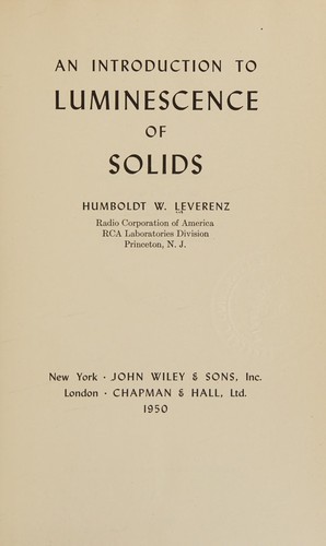 Introduction To Luminescence of Solids