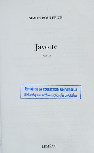 Javotte by Simon Boulerice cover