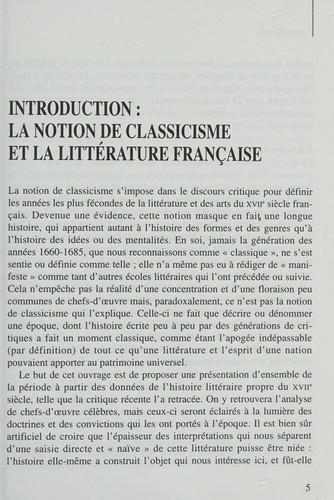 Le classicisme by Emmanuel Bury cover