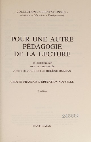 Pour une autre pédagogie de la lecture .. by Groupe français d'éducation nouvelle. cover