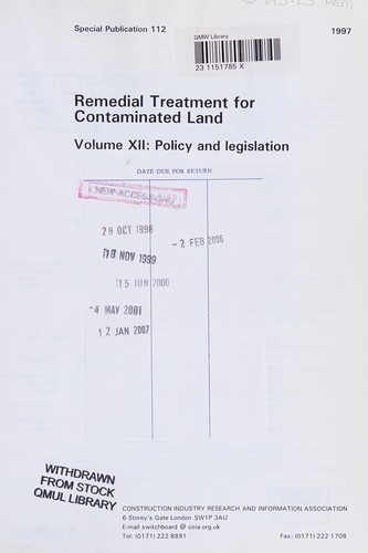 Remedial Treatment for Contaminated Land Vol. XI