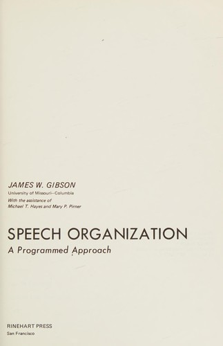 Speech Organization; A Programmed Approach