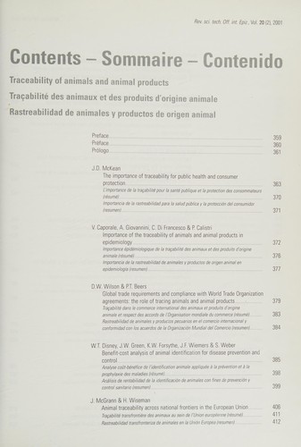 Traceability of animals and animal products by Collectif cover