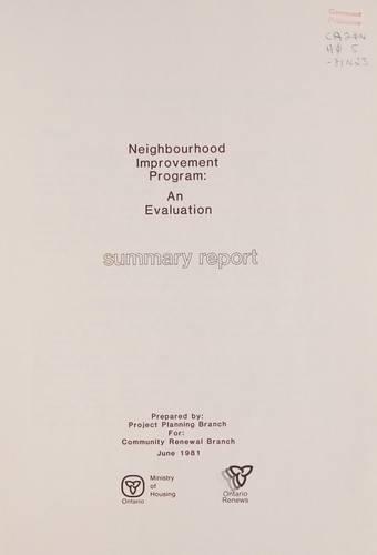 Neighbourhood Improvement Program, an evaluation