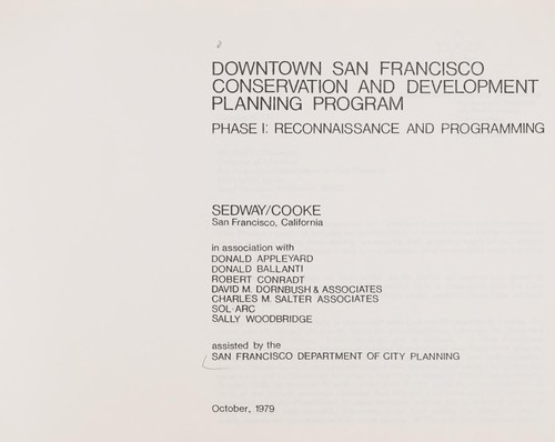 Downtown San Francisco conservation and development planning program