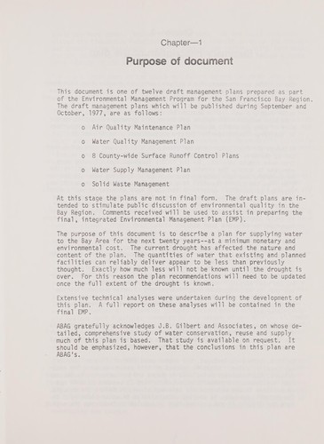 Environmental management plan for the San Francisco Bay region