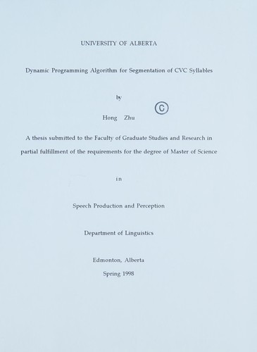 Dynamic programming algorithm for segmentation of CVC syllables