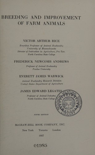 Breeding and improvement of farm animals by Victor Arthur Rice cover