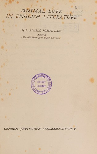 Animal lore in English literature