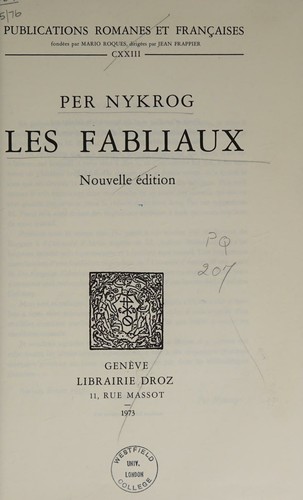 Les fabliaux by Per Nykrog cover