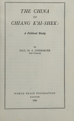 The China of Chiang K'Ai-Shek