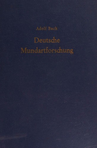 Deutsche Mundartforschung by Adolf Bach cover
