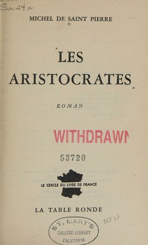 Les aristocrates by Michel de Saint Pierre cover