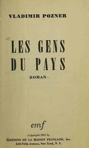 ... Les gens du pays, roman by Vladimir Pozner cover