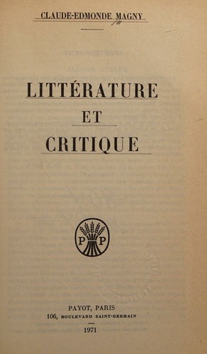 Litterature et critique