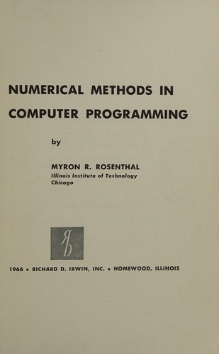 Numerical methods in computer programming